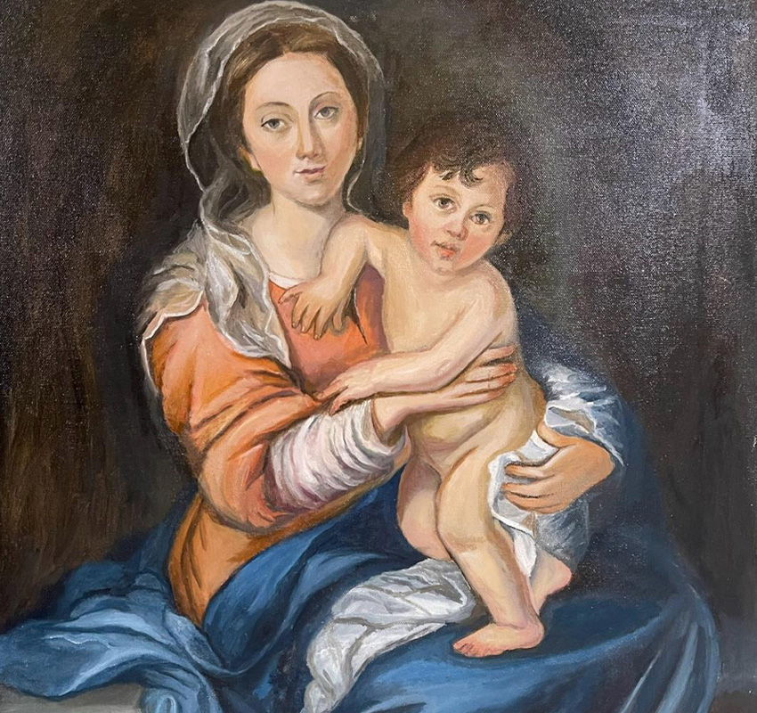 Madonna & Child Oil On Canvas Reproduction